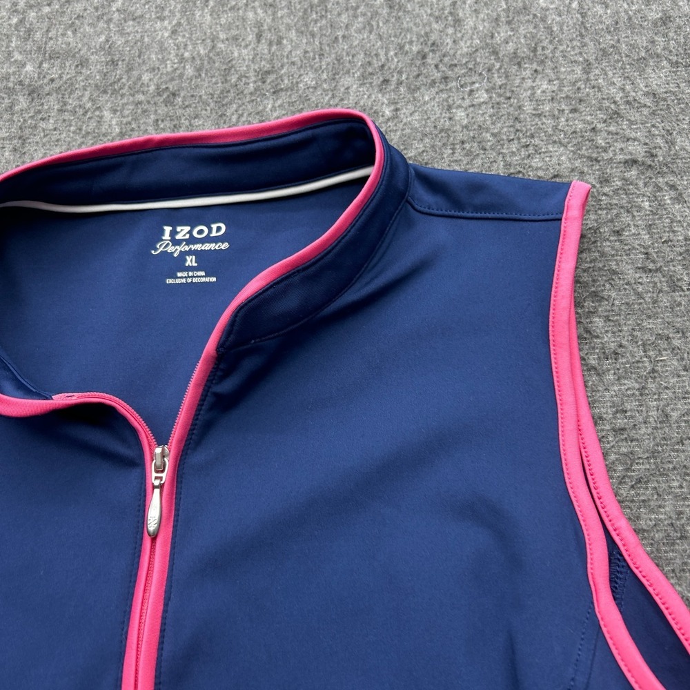 IZOD Golf Dress Womens XL Sleeveless Polo Zip Front Navy Pockets Athletic Tennis - Picture 5 of 10